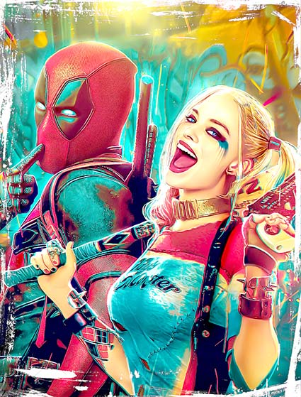 Regular Fit Printed T-Shirt Deadpool and Harley Quinn — image 6