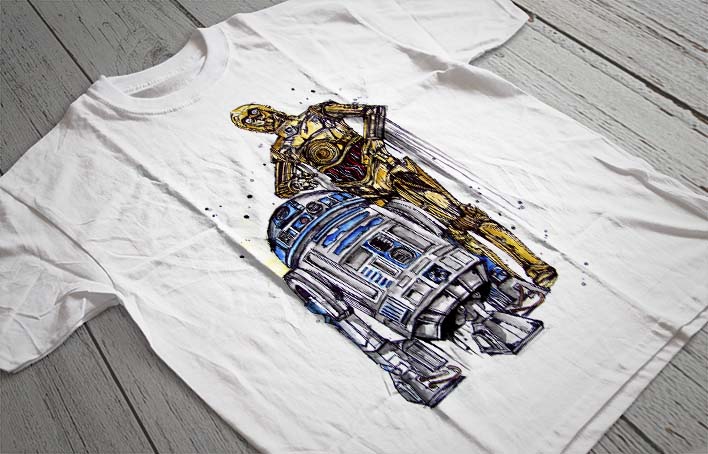 Regular Fit Printed T-Shirt R2D2 C3P0