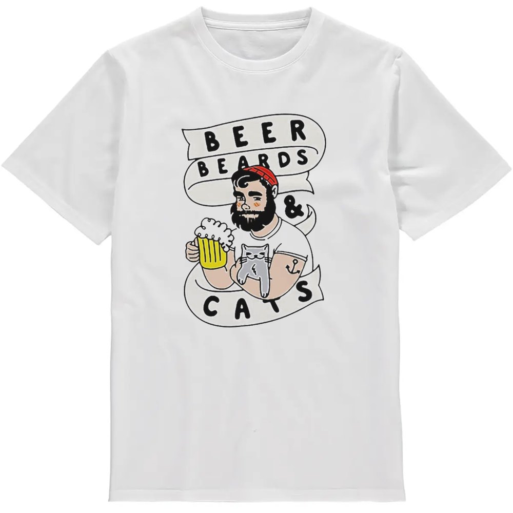 Regular Fit Printed T-Shirt Beer Beards and Cats — image 2