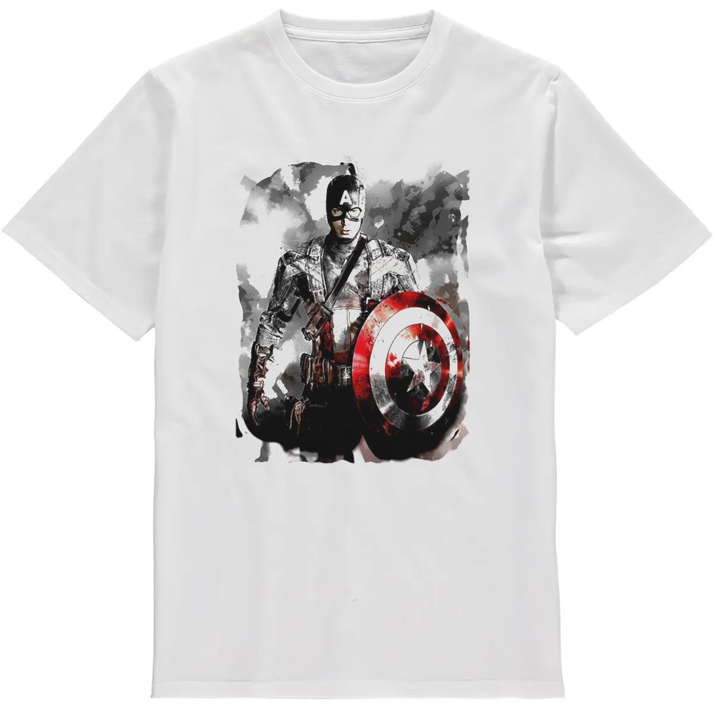 Regular Fit Printed T-Shirt Black and White Captain America — image 2
