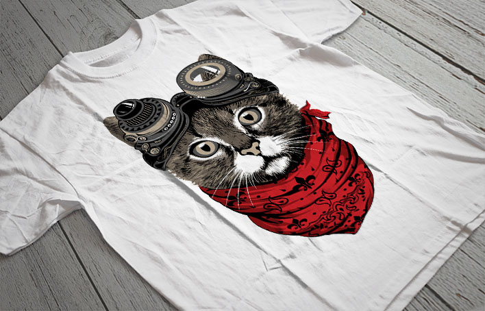 Regular Fit Printed T-Shirt Cat