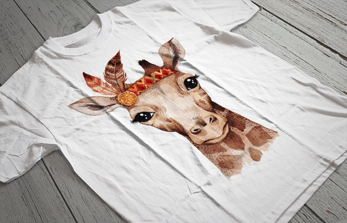 Regular Fit Printed T-Shirt Giraffe