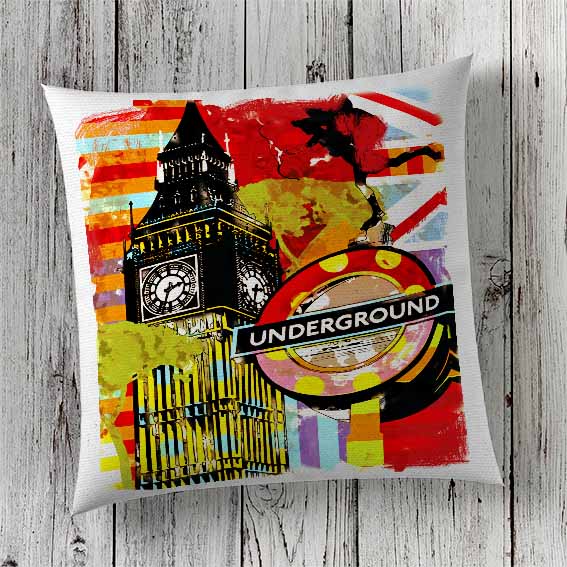 Cushion Cover Sublimation Print London Big Ben Underground