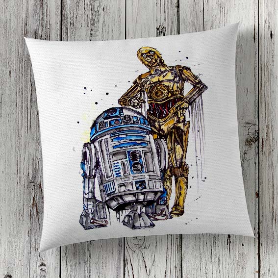 Cushion Cover Sublimation Print R2D2 and C3P0