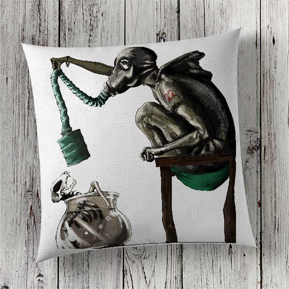 Cushion Cover Sublimation Print Gas Mask