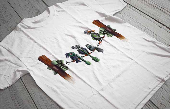 Regular Fit Printed T-Shirt Gas Masked Birds