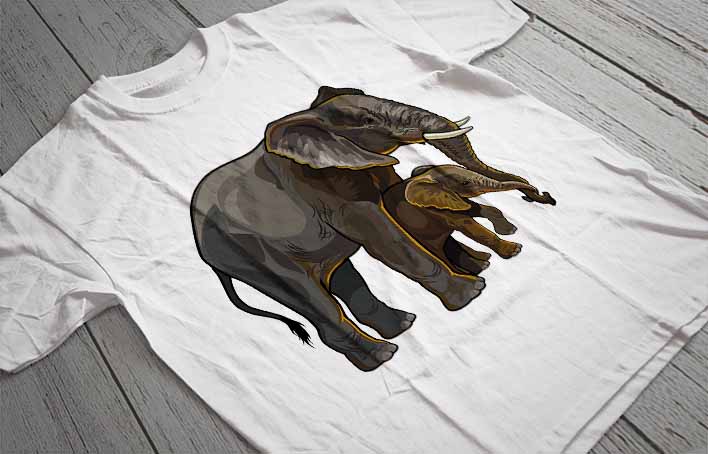 Regular Fit Printed T-Shirt Elephants
