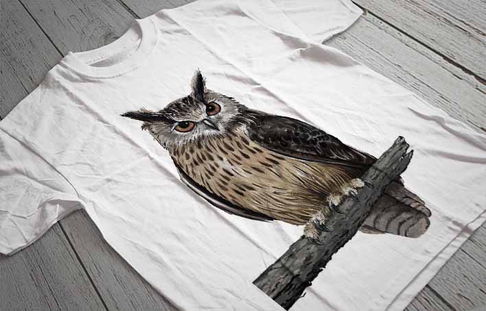Regular Fit Printed T-Shirt Owl