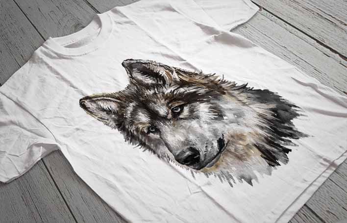 Regular Fit Printed T-Shirt Wolf