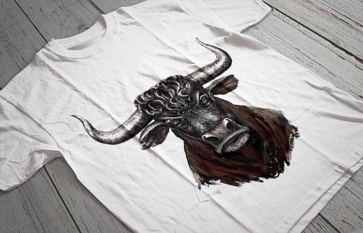 Regular Fit Printed T-Shirt Bull