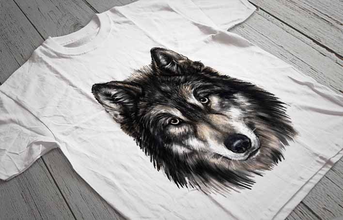Regular Fit Printed T-Shirt Wolf