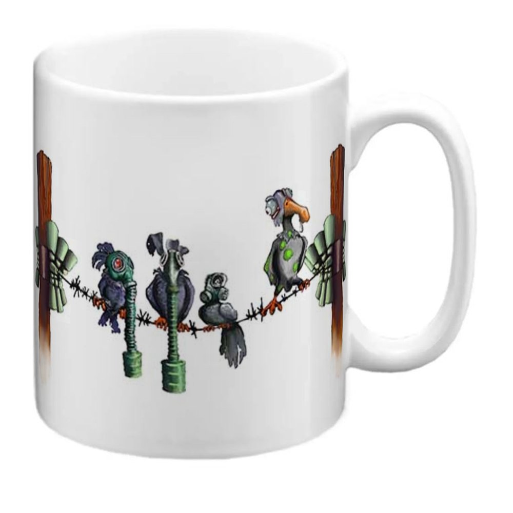 Sublimation Print Gas Mask Birds Mug